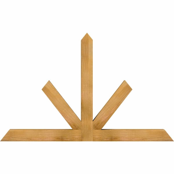 Ekena Millwork Saratoga Rough Sawn Timber Gable Bracket, Western Red Cedar, 60"W x 38"H x 4"D x 4"F, 15/12 Pitch GBW060X38X0404SAR00RWR - main